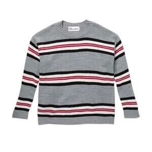 Cotton Emporium Girl's Gray Stripe Long Sleeve Sweater Size Medium NWT